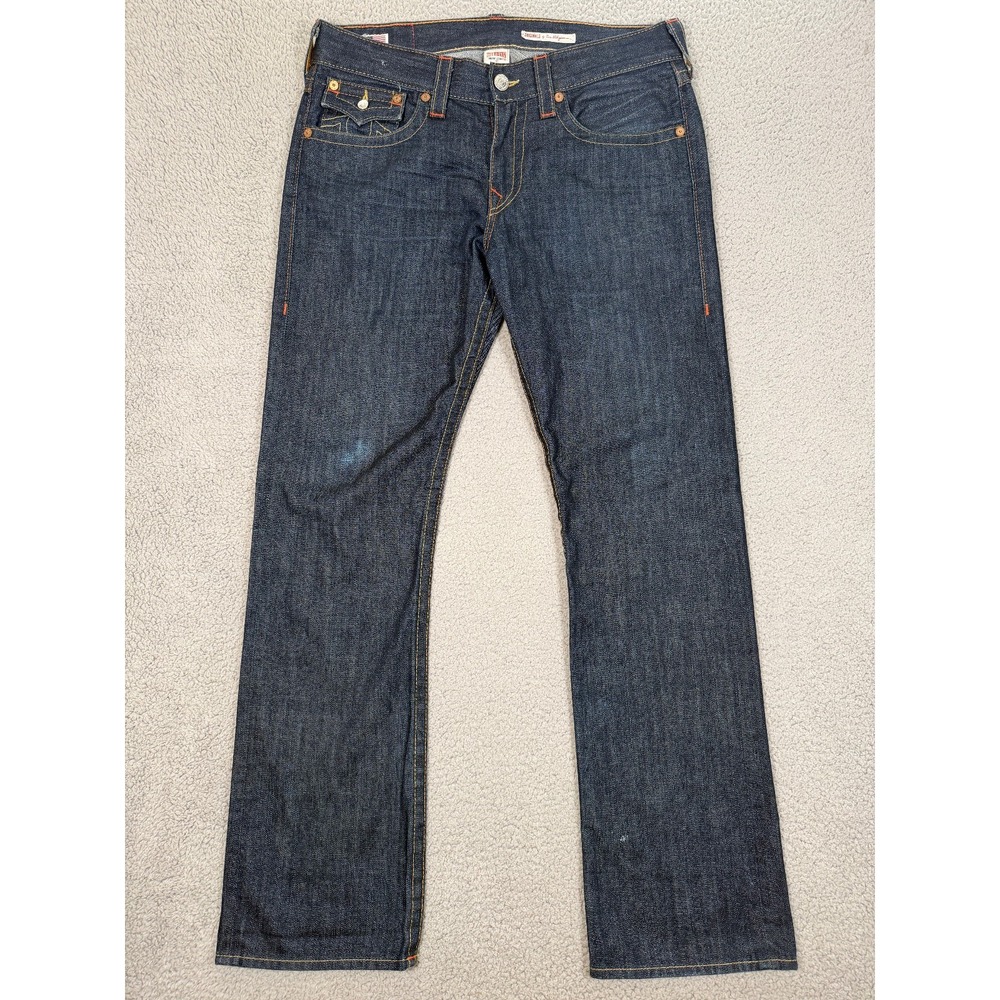 True Religion Ricky Jeans Mens 34 (Fit 36x34) Big Stitch Flap Pocket Made in USA